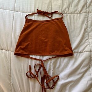 Rust Brown Shiny Halter Top size Xs-S